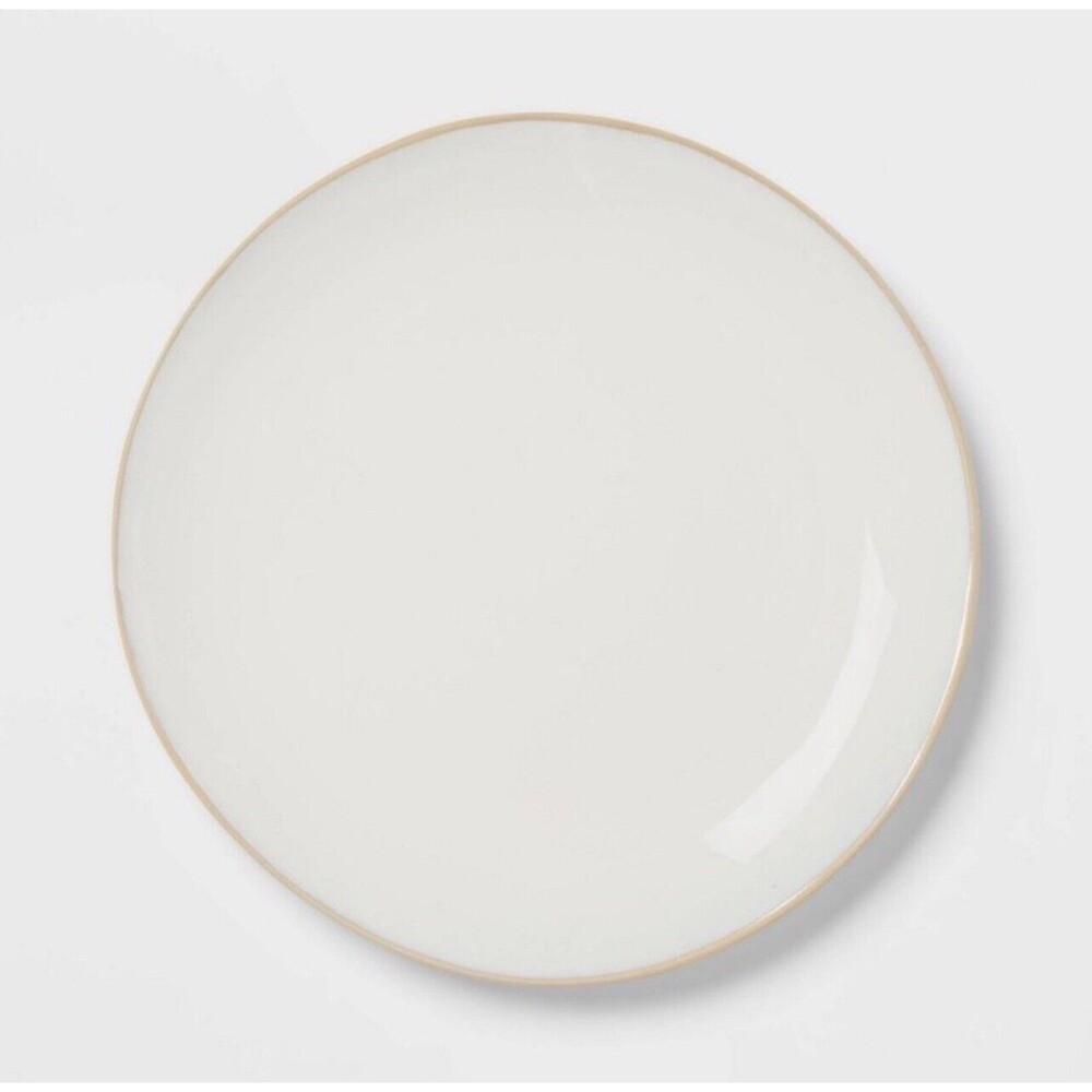 4pc Stoneware Dinnerware Plate Set White/Tan - Threshold - New